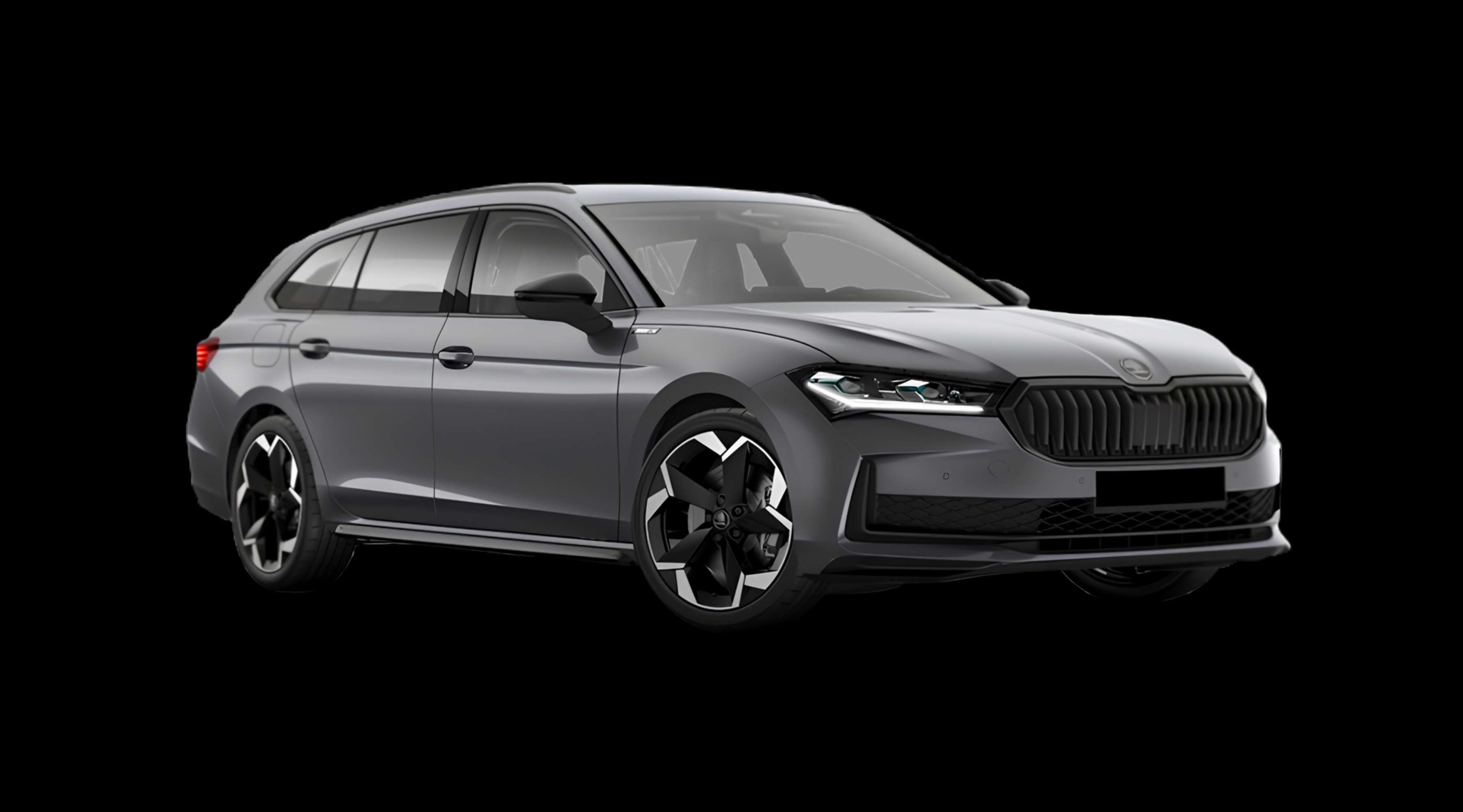 Schräge Frontansicht eines Skoda Superb, freigestellt