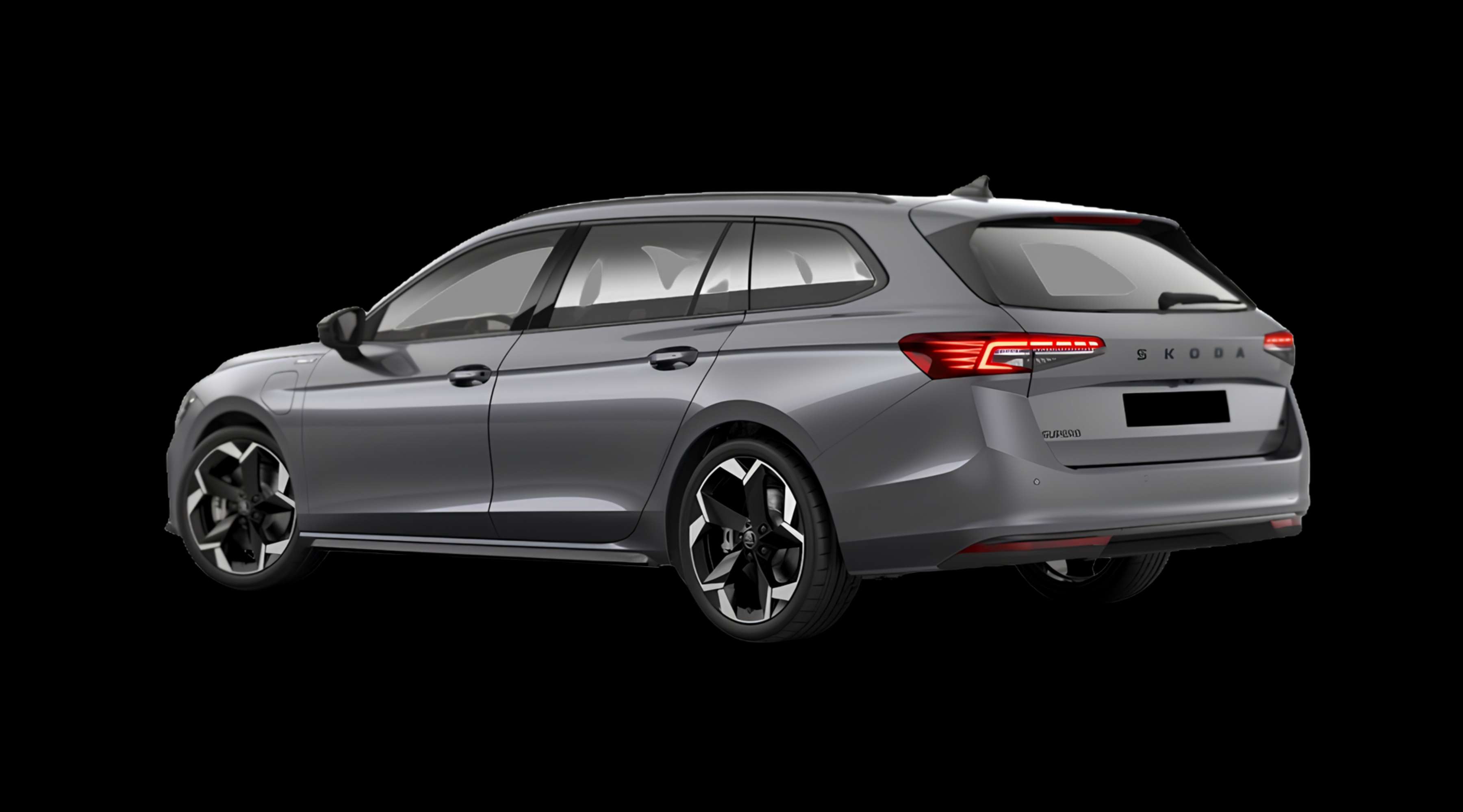 Schräge Heckansicht eines Skoda Superb, freigestellt