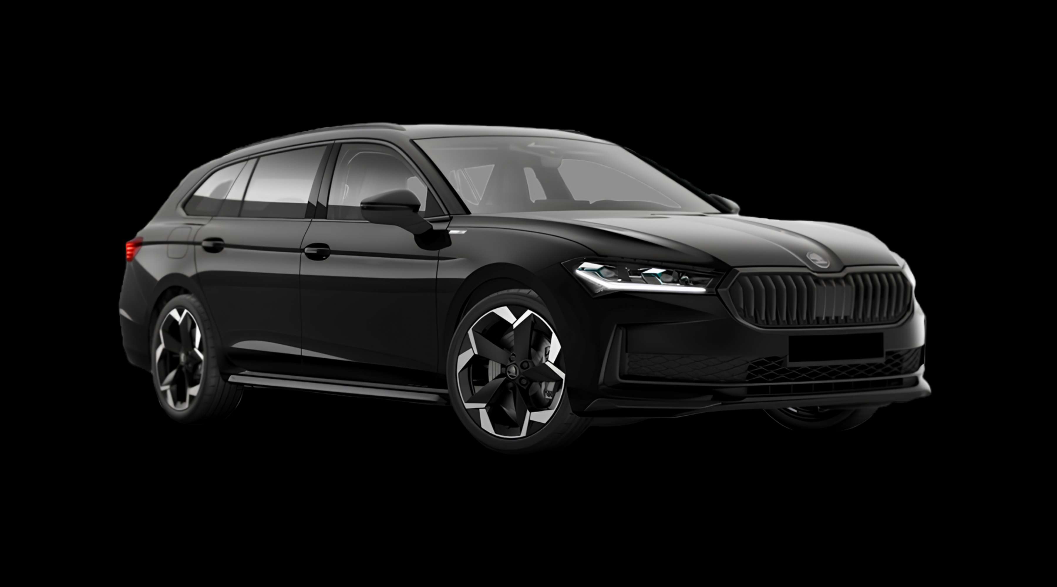 Schräge Frontansicht eines Skoda Superb, freigestellt