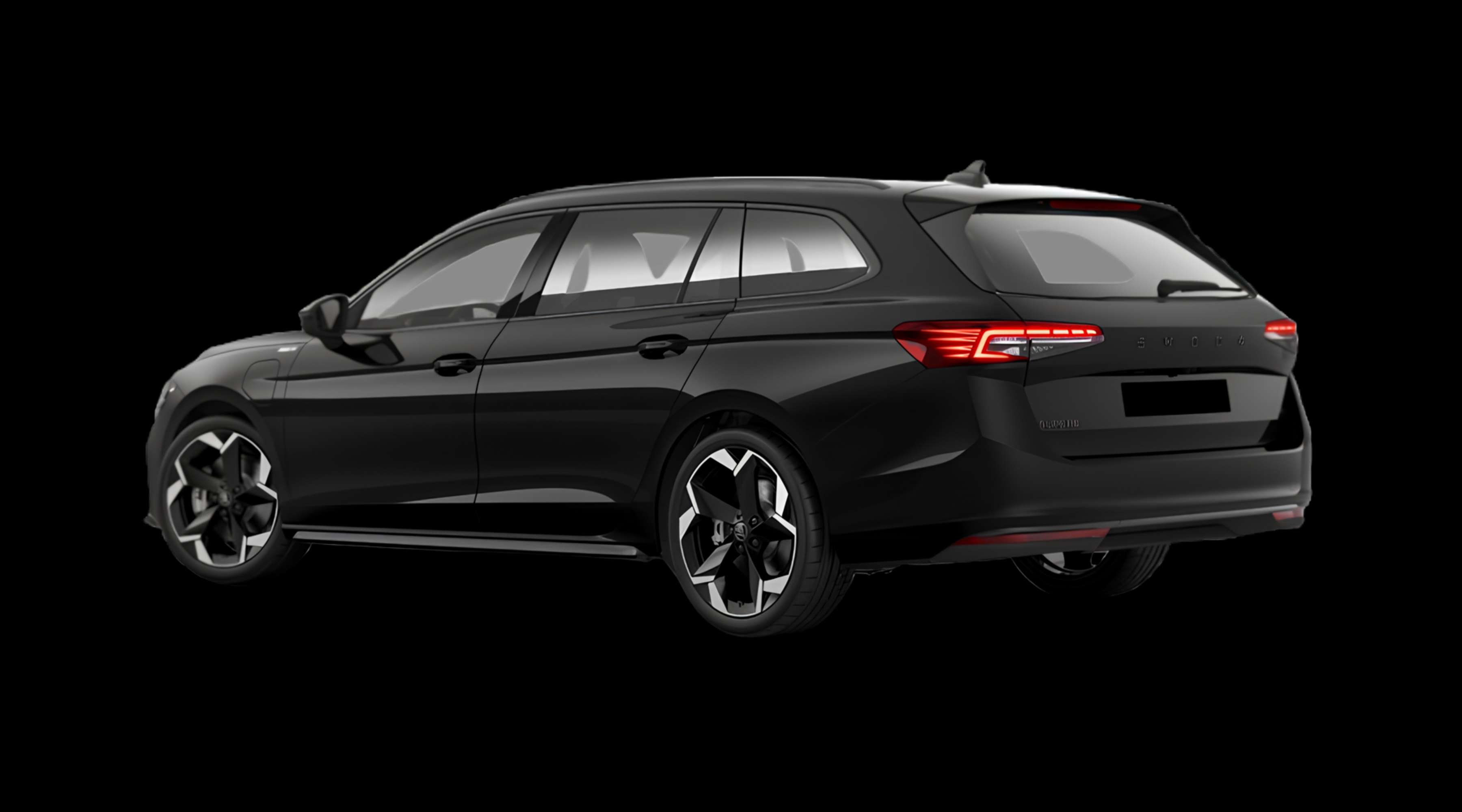 Schräge Heckansicht eines Skoda Superb, freigestellt