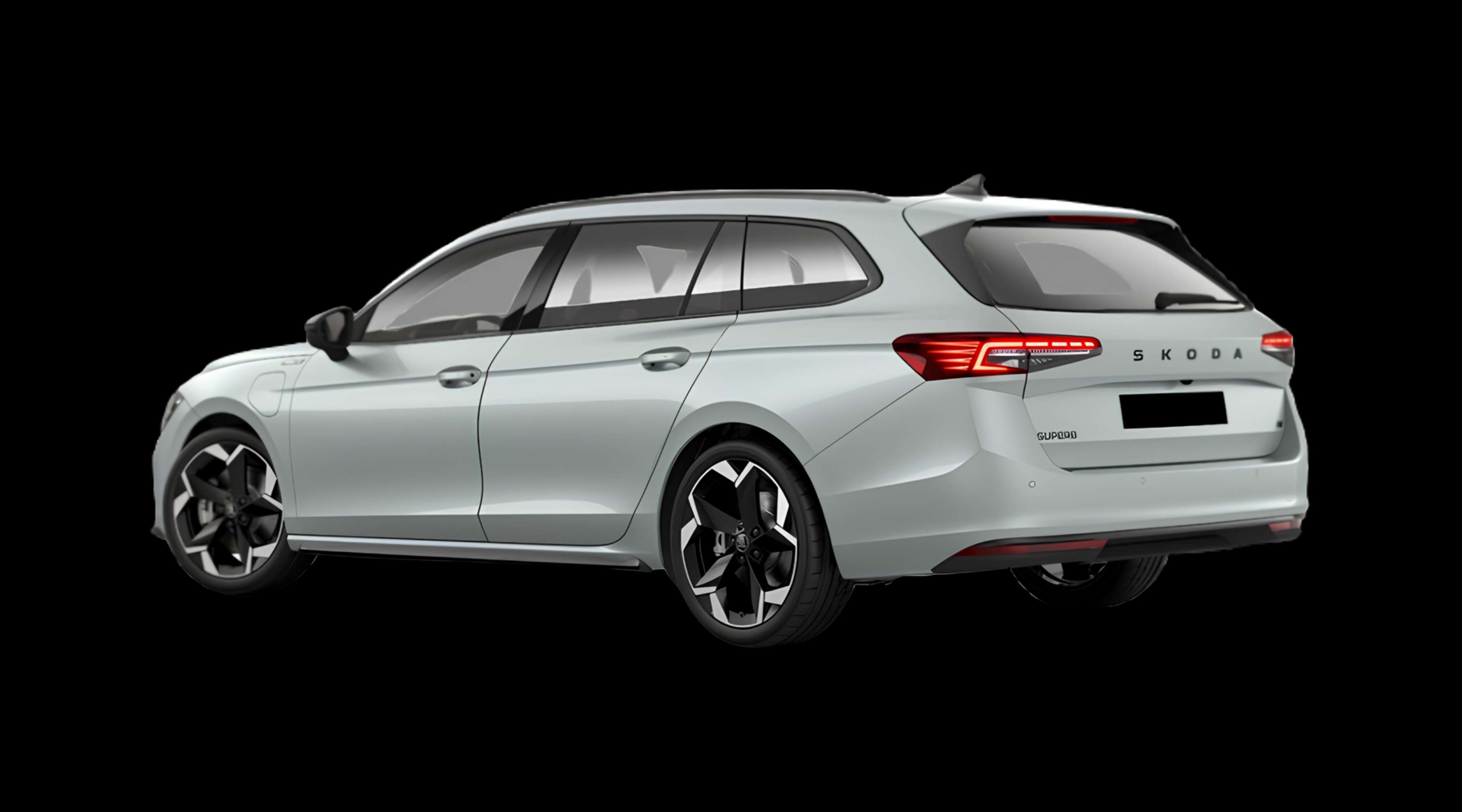 Schräge Heckansicht eines Skoda Superb, freigestellt