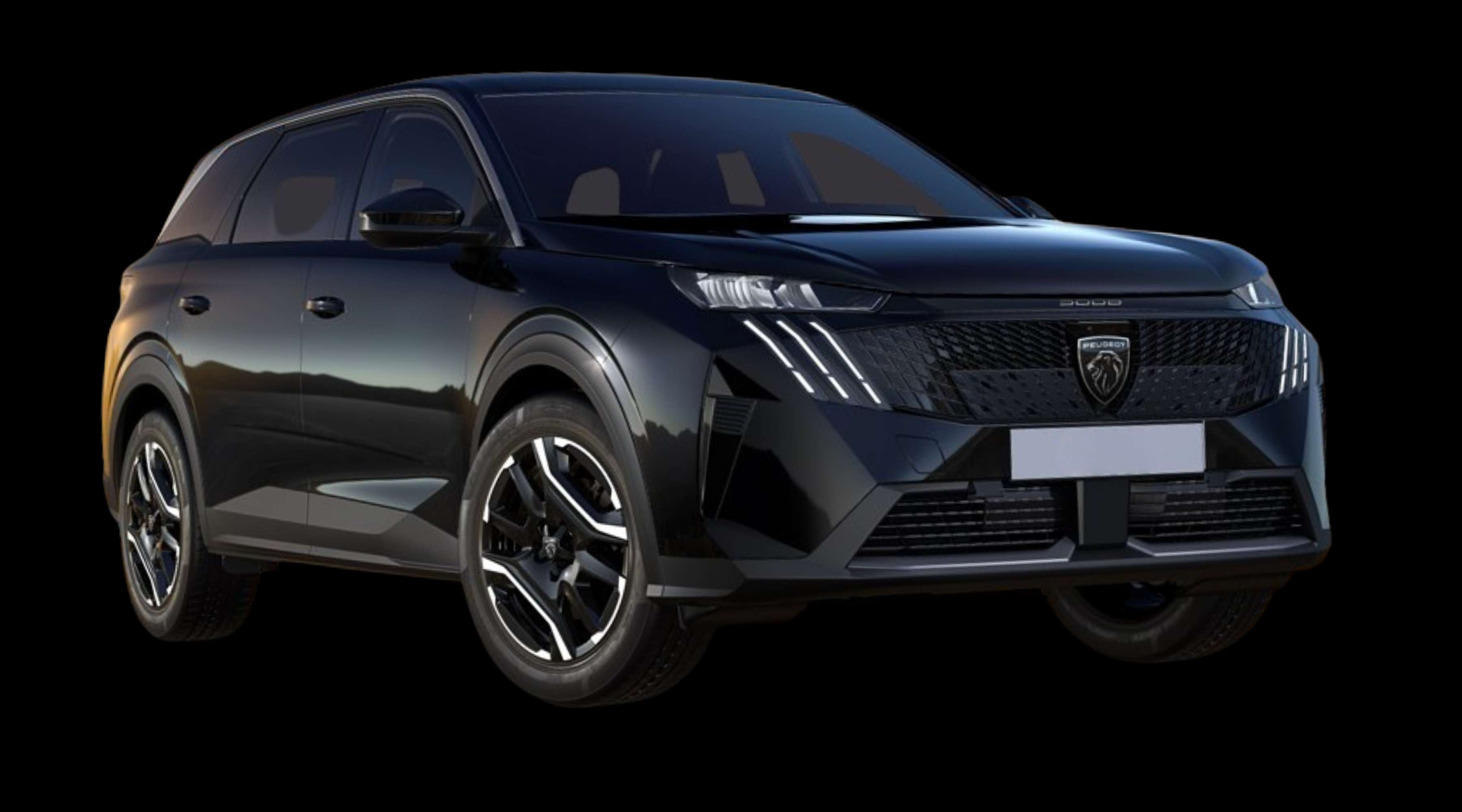 Schräge Frontansicht eines Peugeot e-5008, freigestellt