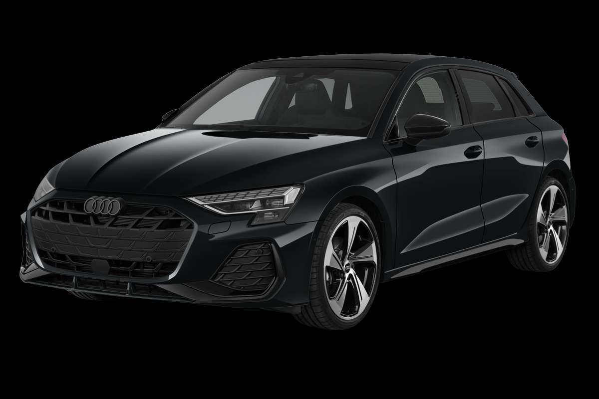 Schräge Frontansicht eines Audi A3, freigestellt