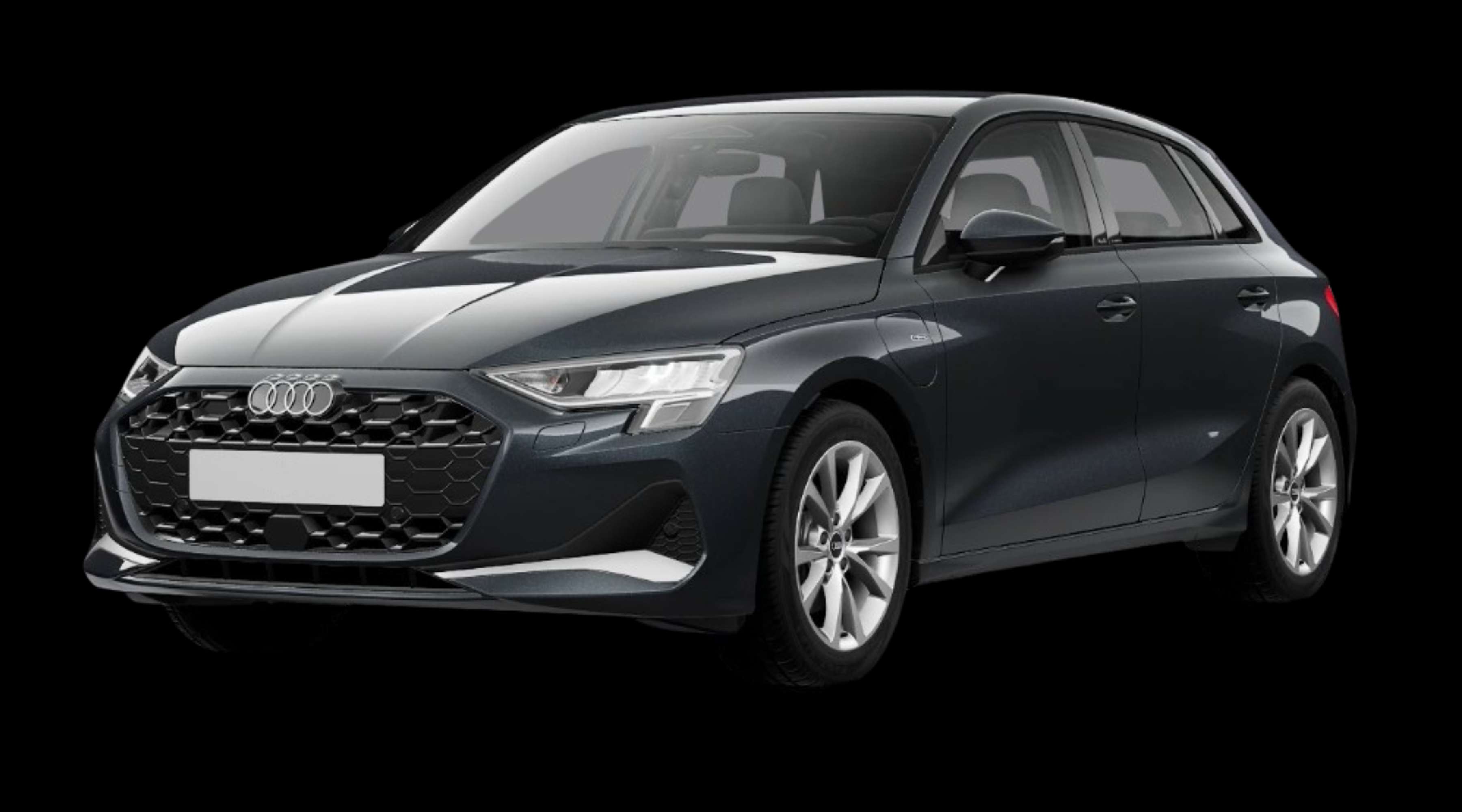 Schräge Frontansicht eines Audi A3, freigestellt