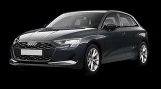 Schräge Frontansicht auf einen Audi A3 advanced, freigestellt