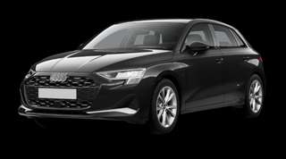 Schräge Frontansicht auf einen Audi A3 advanced, freigestellt