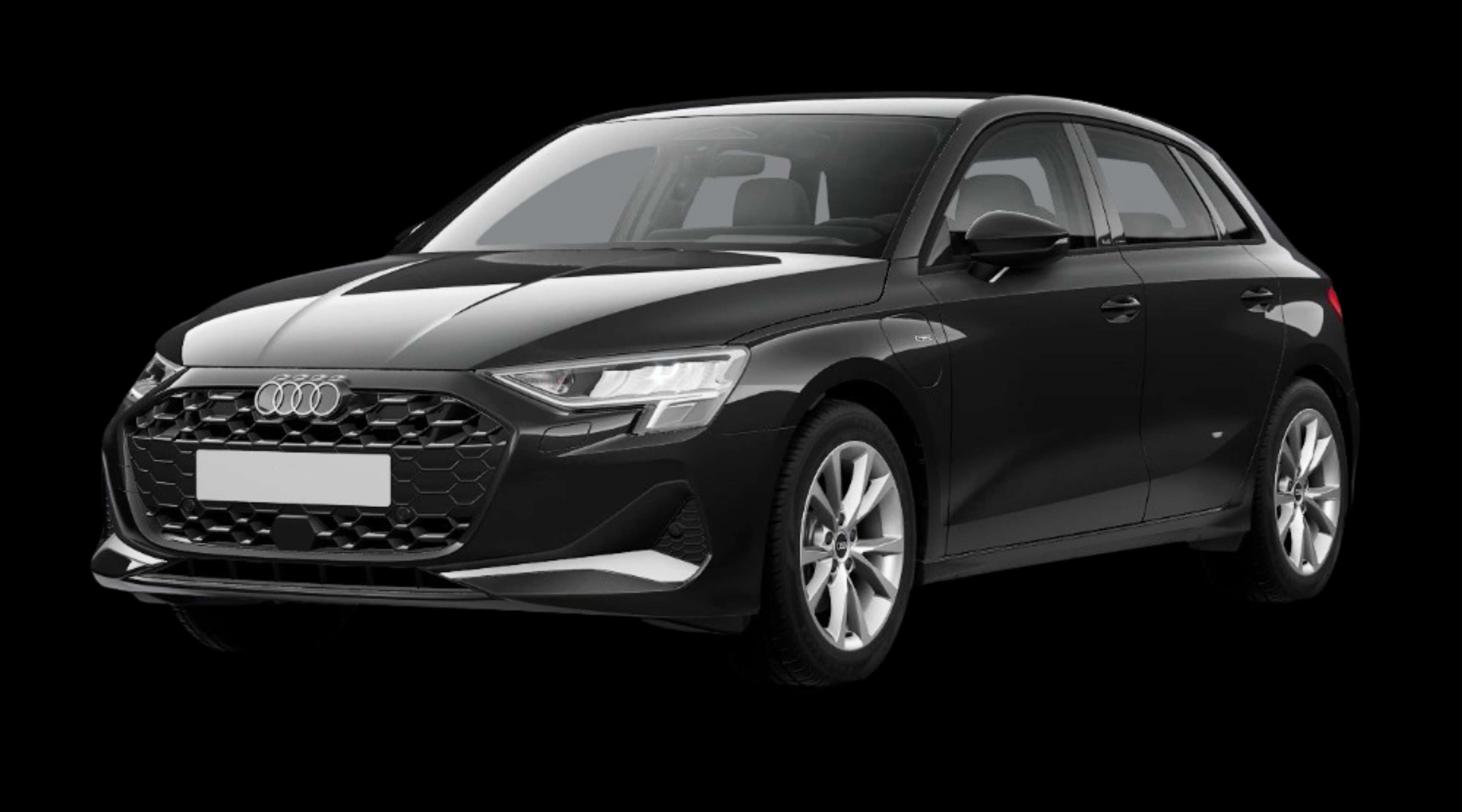 Schräge Frontansicht eines Audi A3, freigestellt