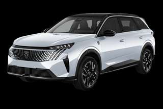 Schräge Frontansicht auf einen Peugeot 5008 Allure, freigestellt