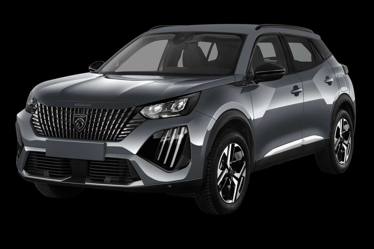 Schräge Frontansicht eines Peugeot 2008, freigestellt