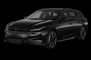 Schräge Frontansicht auf einen Peugeot e-308 Allure, freigestellt