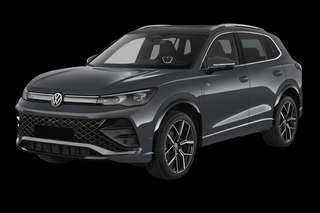 Schräge Frontansicht auf einen Volkswagen Tiguan ENERGY, freigestellt