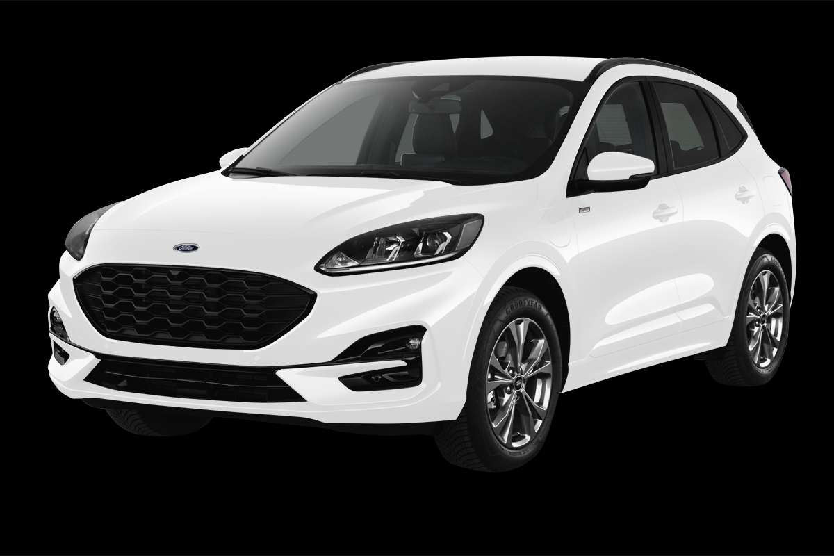 Schräge Frontansicht eines Ford Kuga, freigestellt