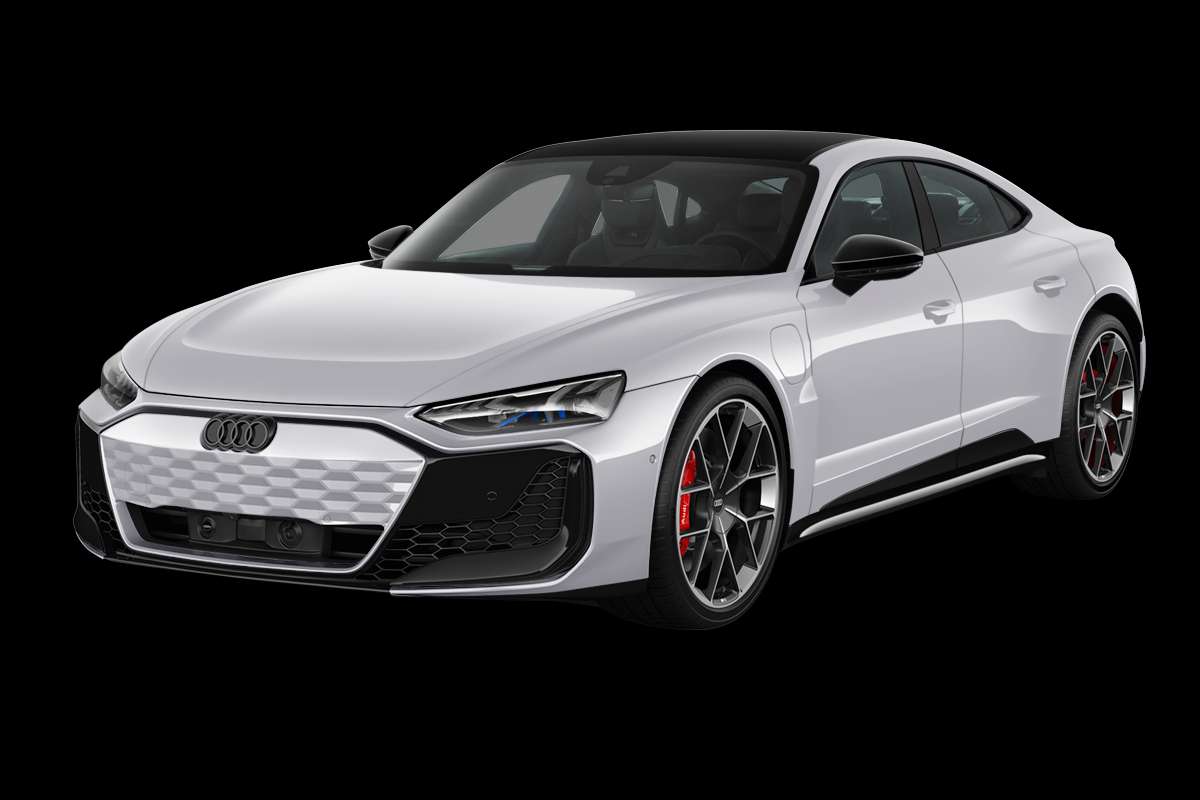 Schräge Frontansicht eines Audi e-tron GT, freigestellt
