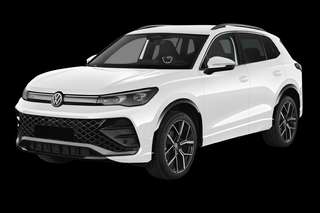 Schräge Frontansicht auf einen Volkswagen Tiguan EDITION 20, freigestellt