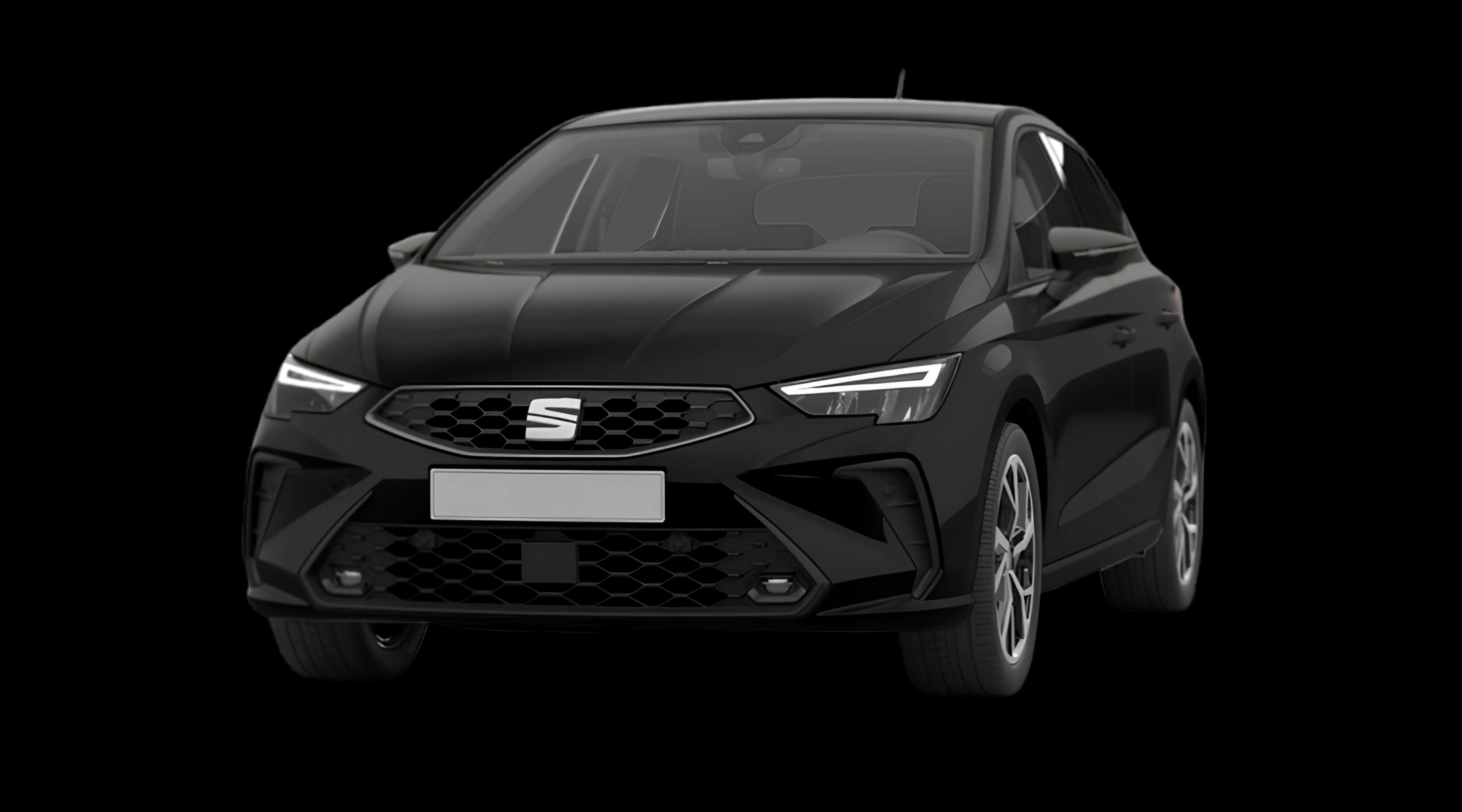 Schräge Frontansicht eines SEAT Ibiza, freigestellt