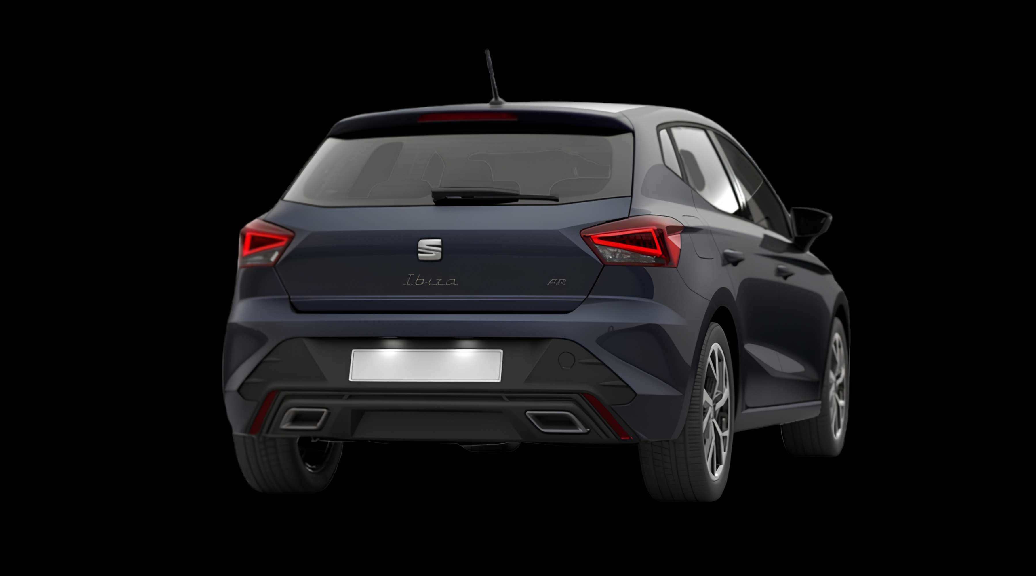 Schräge Heckansicht eines SEAT Ibiza, freigestellt