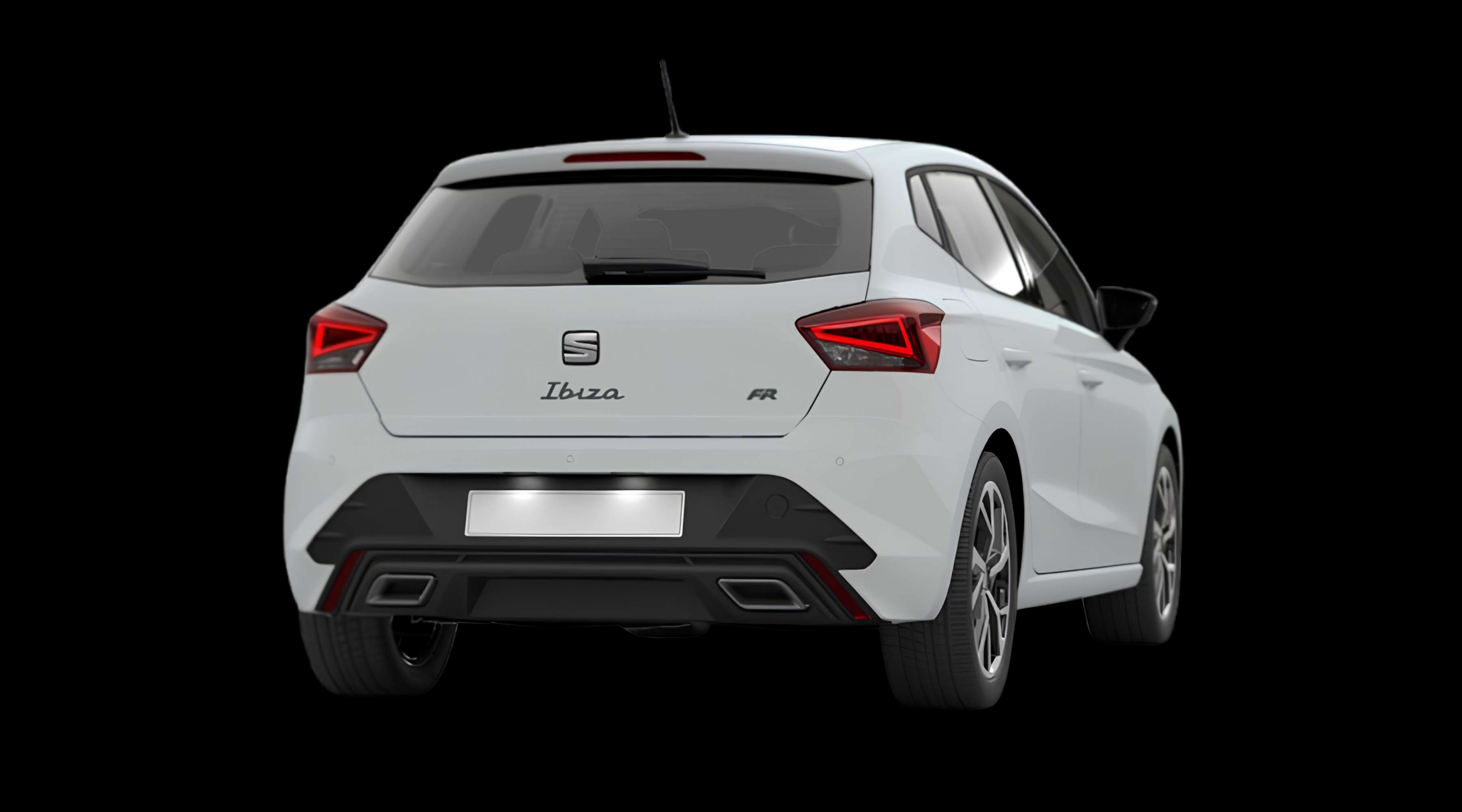 Schräge Heckansicht eines SEAT Ibiza, freigestellt