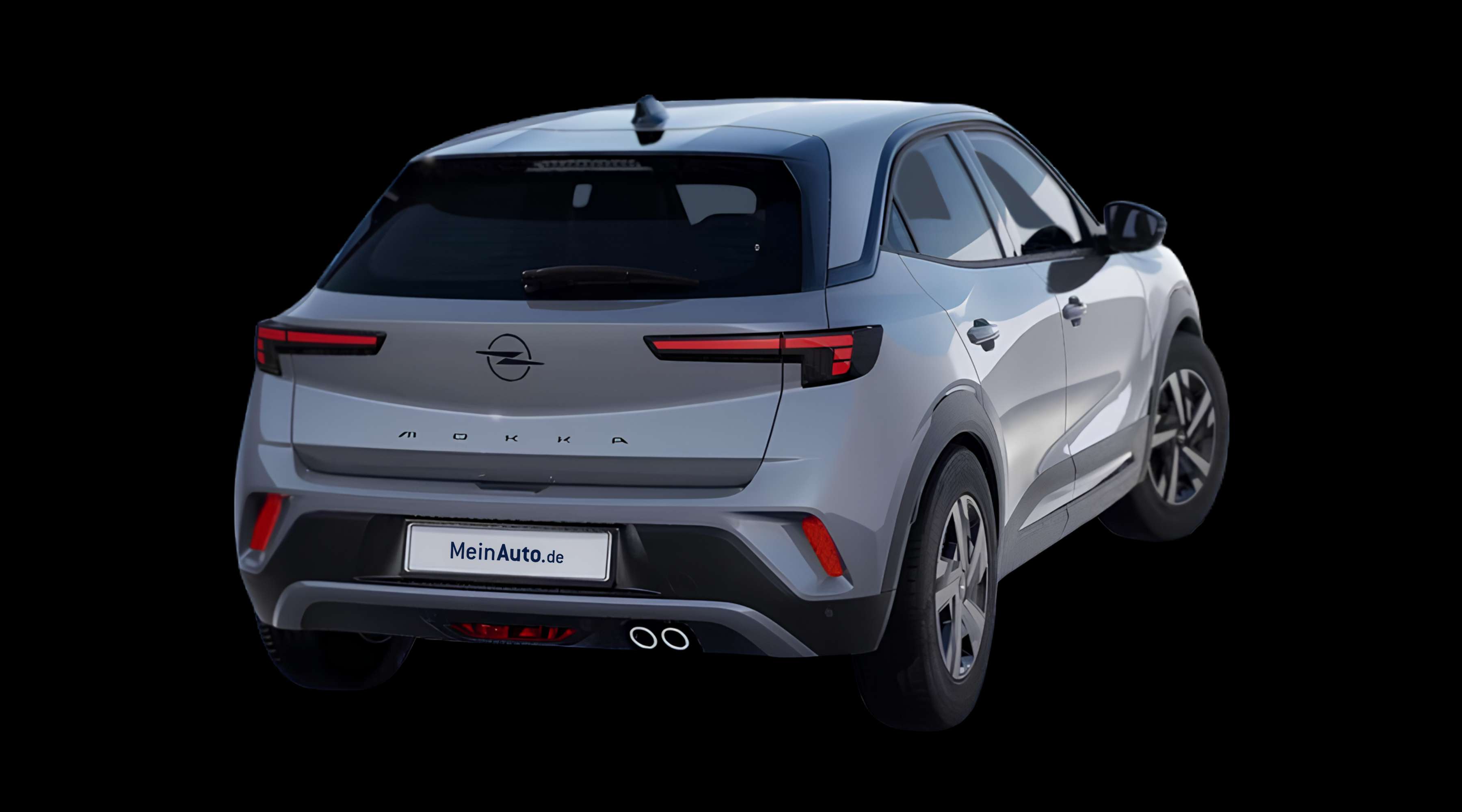 Schräge Heckansicht eines Opel Mokka, freigestellt