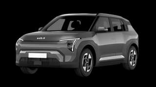 Schräge Frontansicht auf einen Kia EV3 Earth, freigestellt