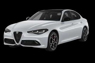 Schräge Frontansicht auf einen Alfa Romeo Giulia Veloce, freigestellt