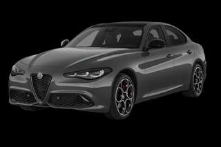 Schräge Frontansicht auf einen Alfa Romeo Giulia Veloce, freigestellt