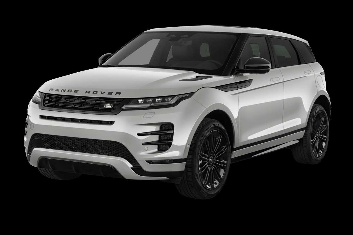 Schräge Frontansicht eines Land Rover Range Rover Evoque, freigestellt