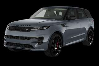 Schräge Frontansicht auf einen Land Rover Range Rover Sport SE, freigestellt