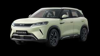 Schräge Frontansicht auf einen BYD Atto 2 Comfort, freigestellt