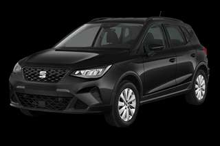 Schräge Frontansicht auf einen SEAT Arona FR, freigestellt