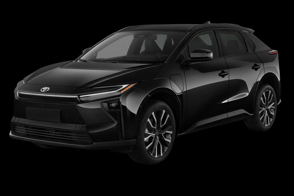 Schräge Frontansicht eines Toyota bZ4X, freigestellt