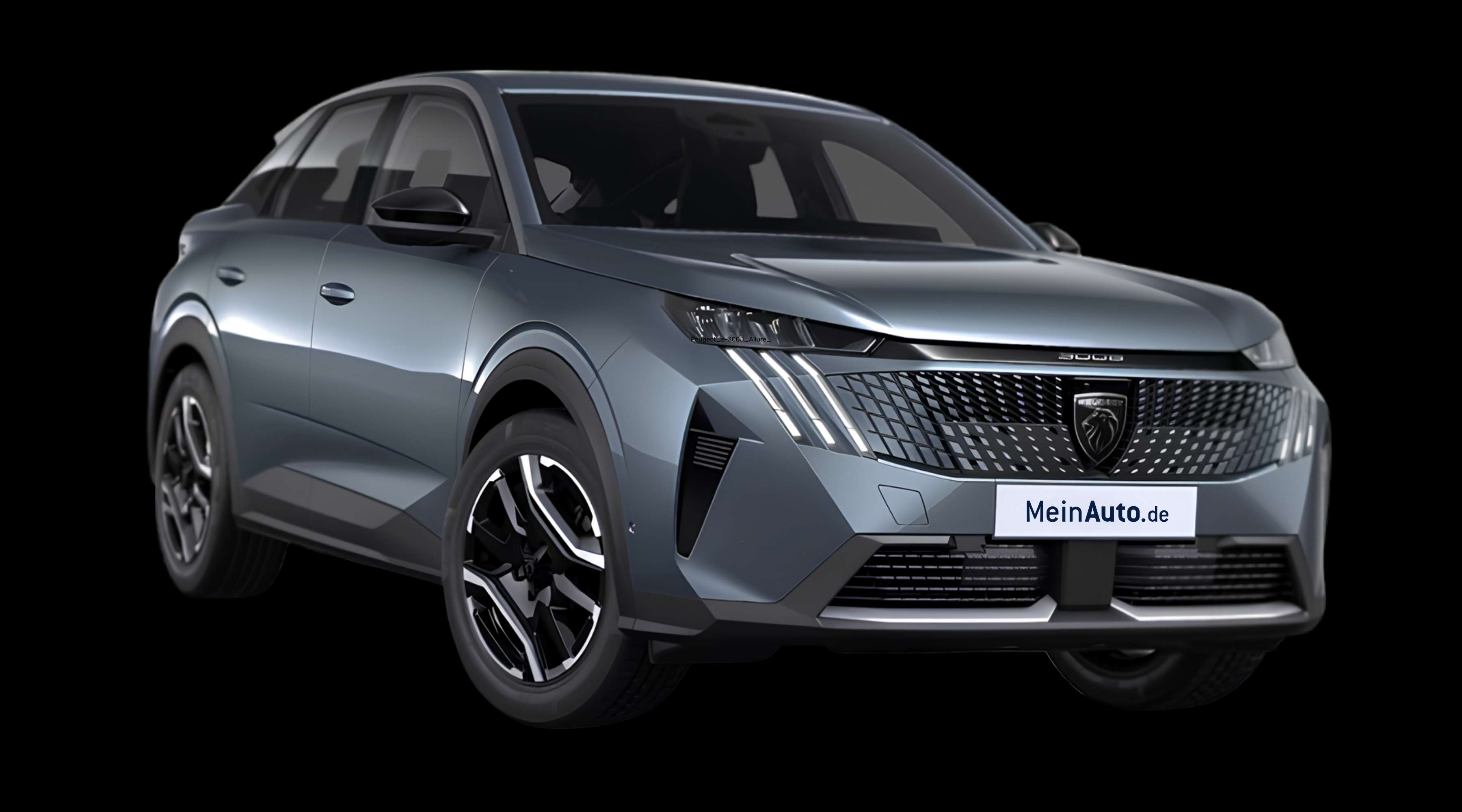 Schräge Frontansicht eines Peugeot e-3008, freigestellt