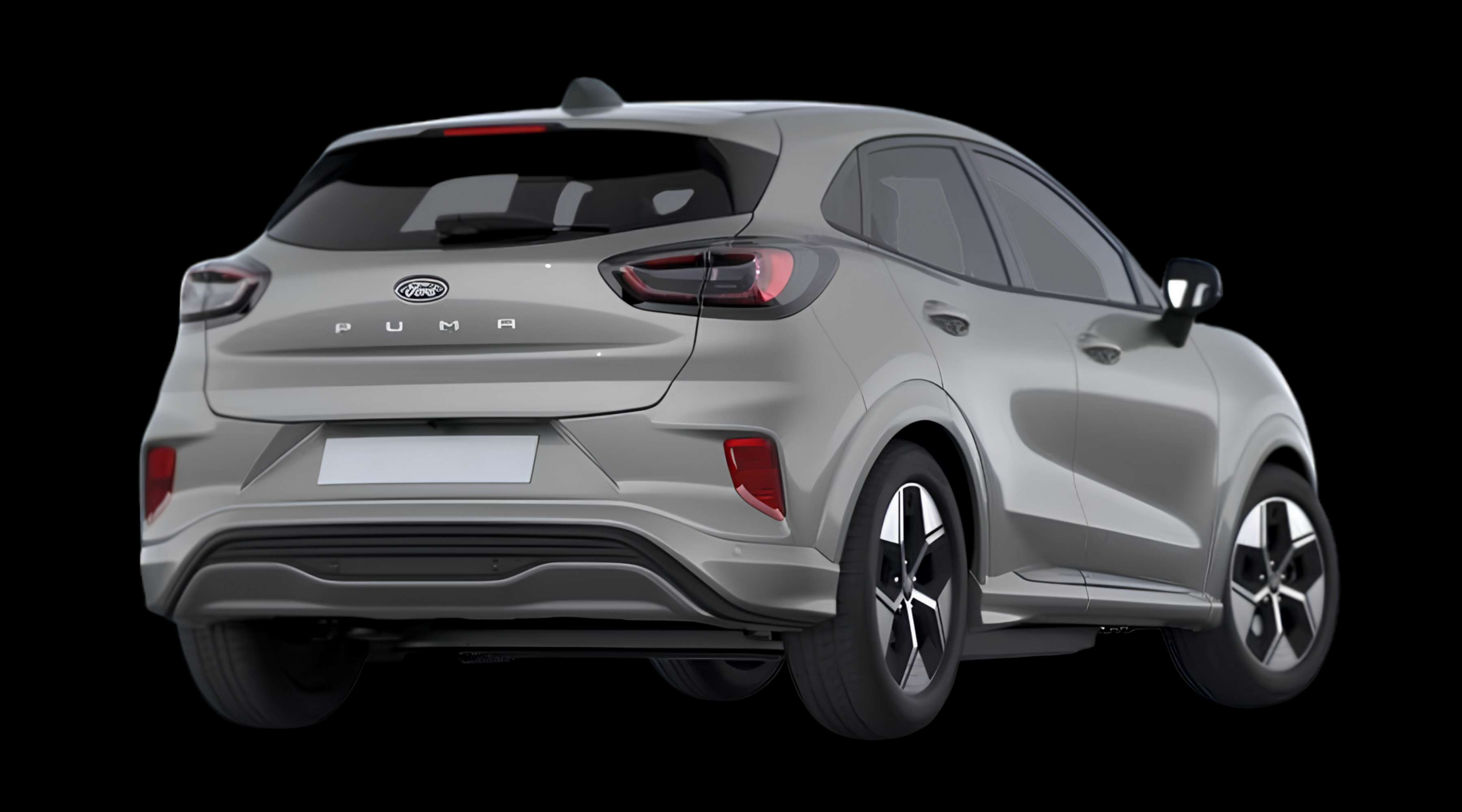 Schräge Heckansicht eines Ford Puma Gen-E, freigestellt