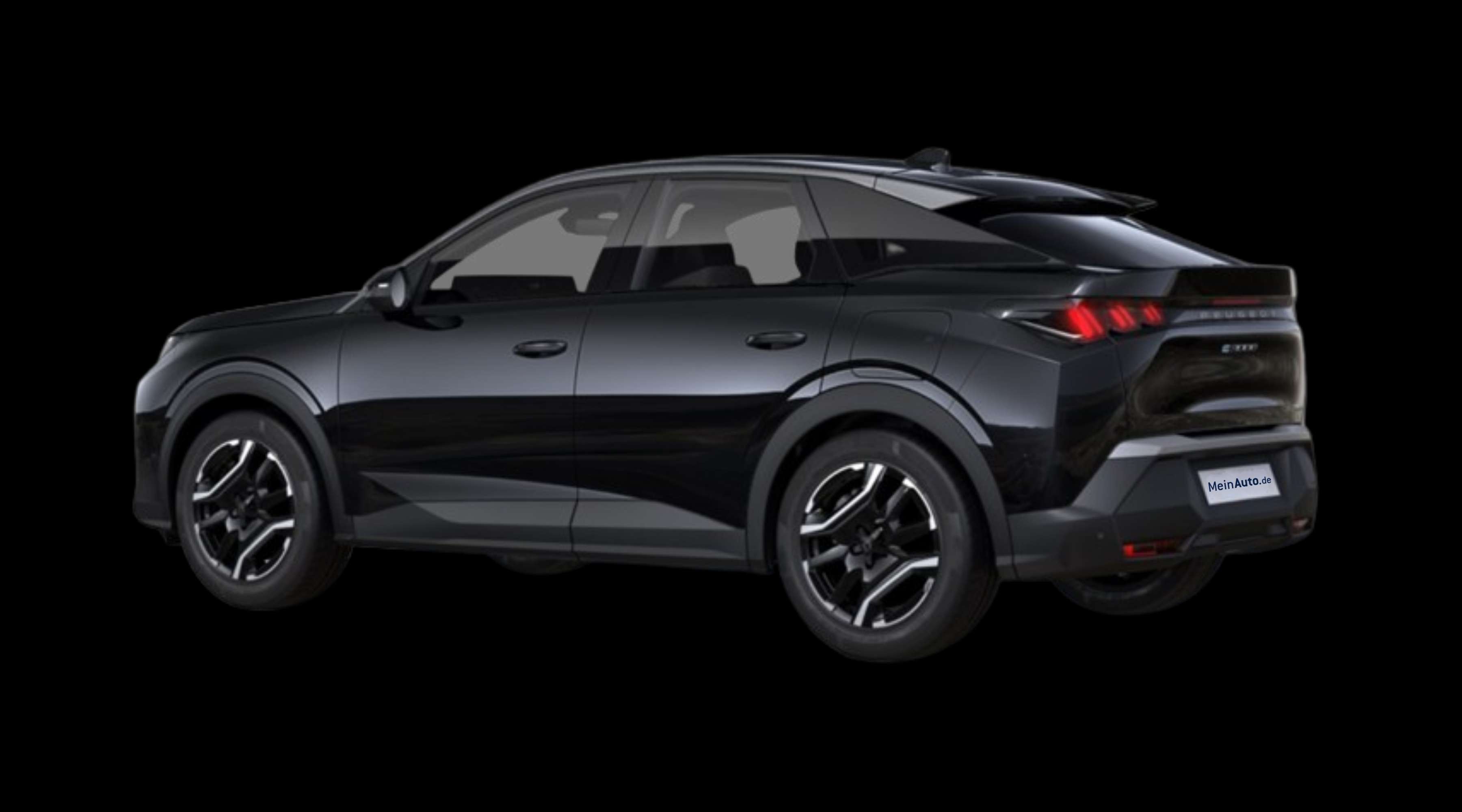 Schräge Heckansicht eines Peugeot e-3008, freigestellt
