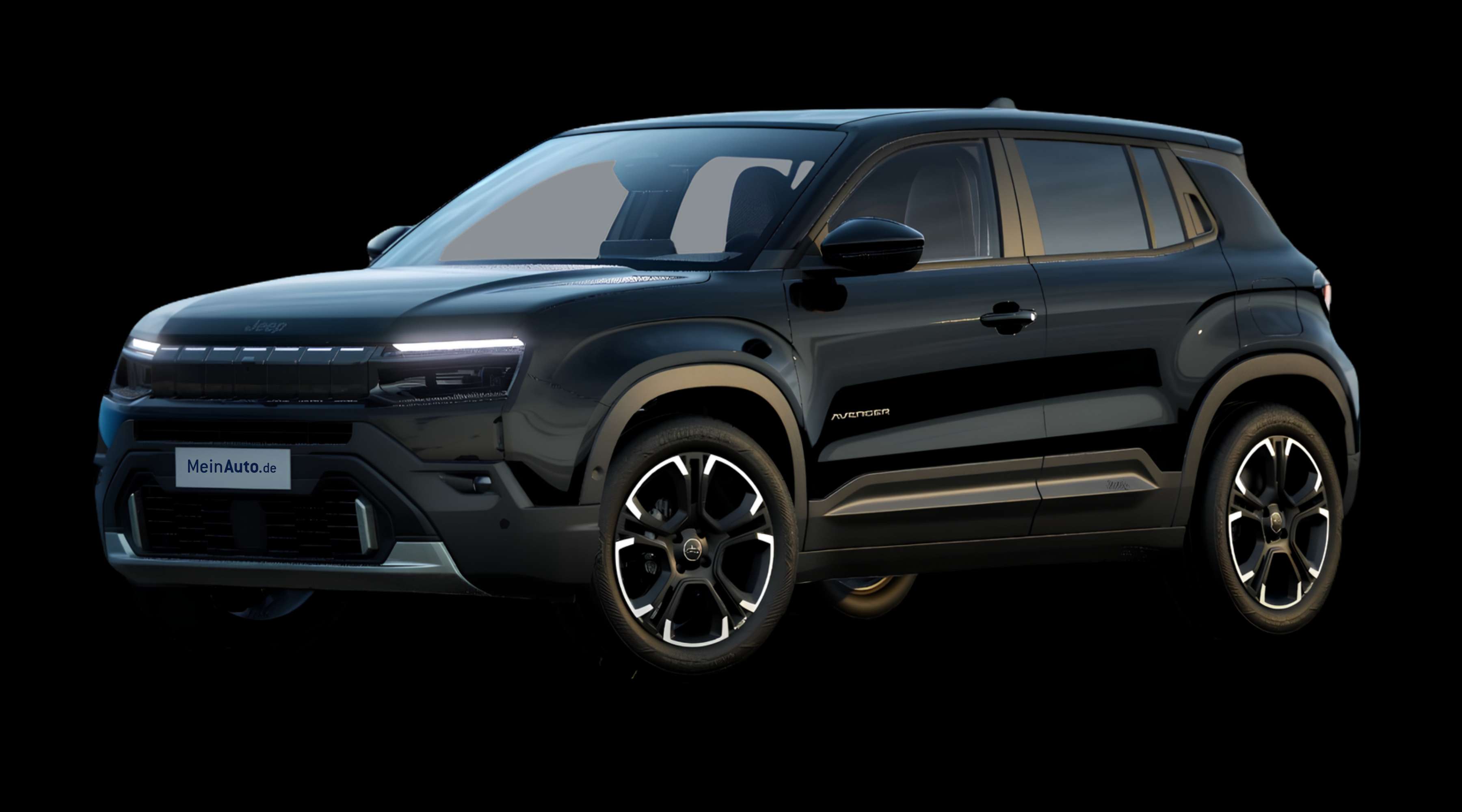 Schräge Frontansicht eines Jeep Avenger, freigestellt