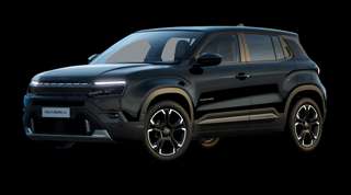 Schräge Frontansicht auf einen Jeep Avenger Summit, freigestellt