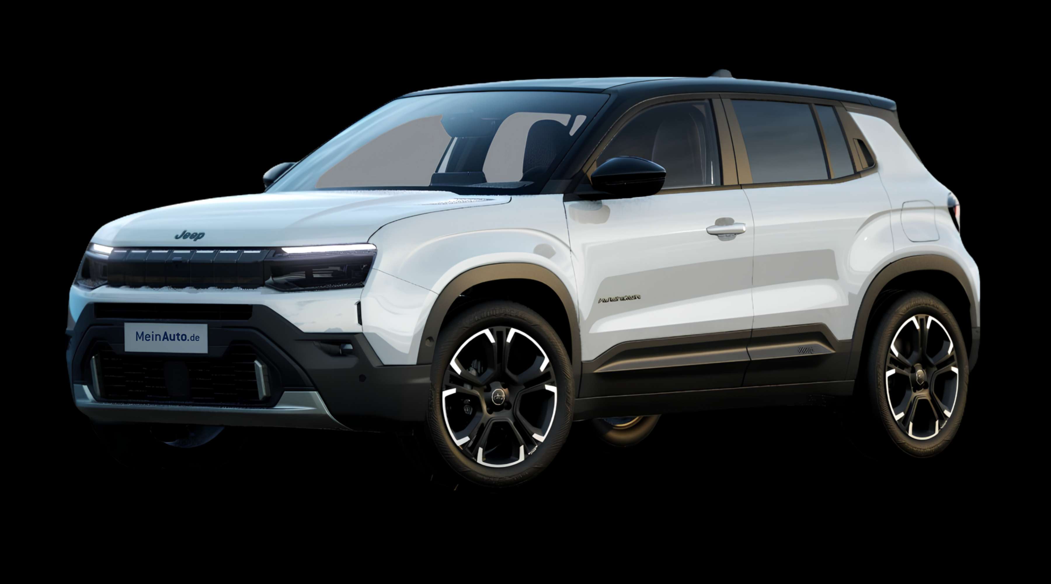 Schräge Frontansicht eines Jeep Avenger, freigestellt