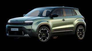 Schräge Frontansicht auf einen Jeep Avenger Summit, freigestellt