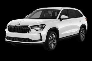 Schräge Frontansicht auf einen Skoda Kodiaq Selection, freigestellt