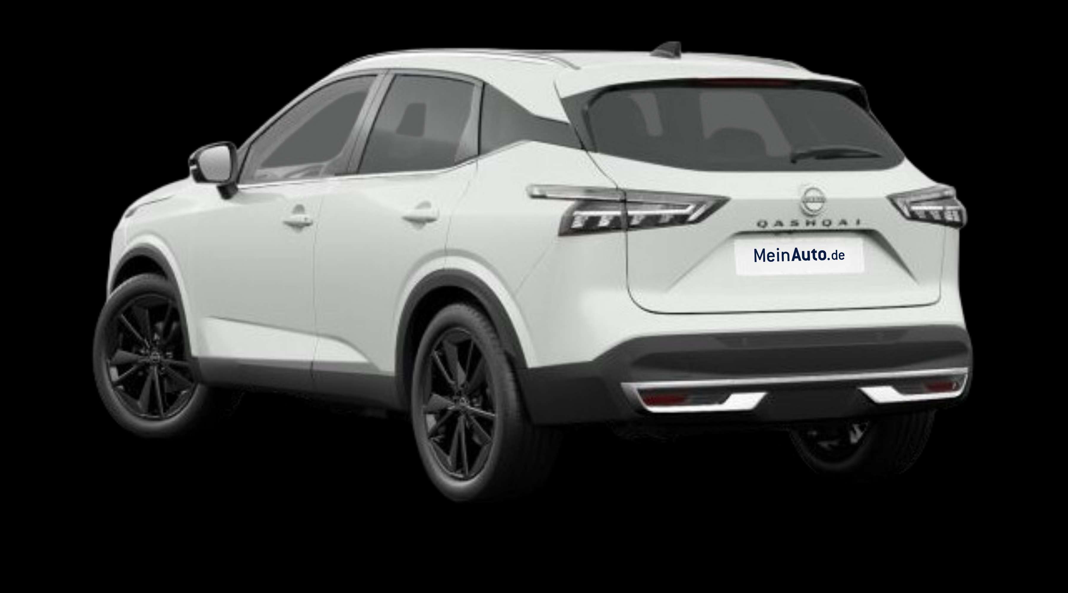 Schräge Heckansicht eines Nissan Qashqai, freigestellt