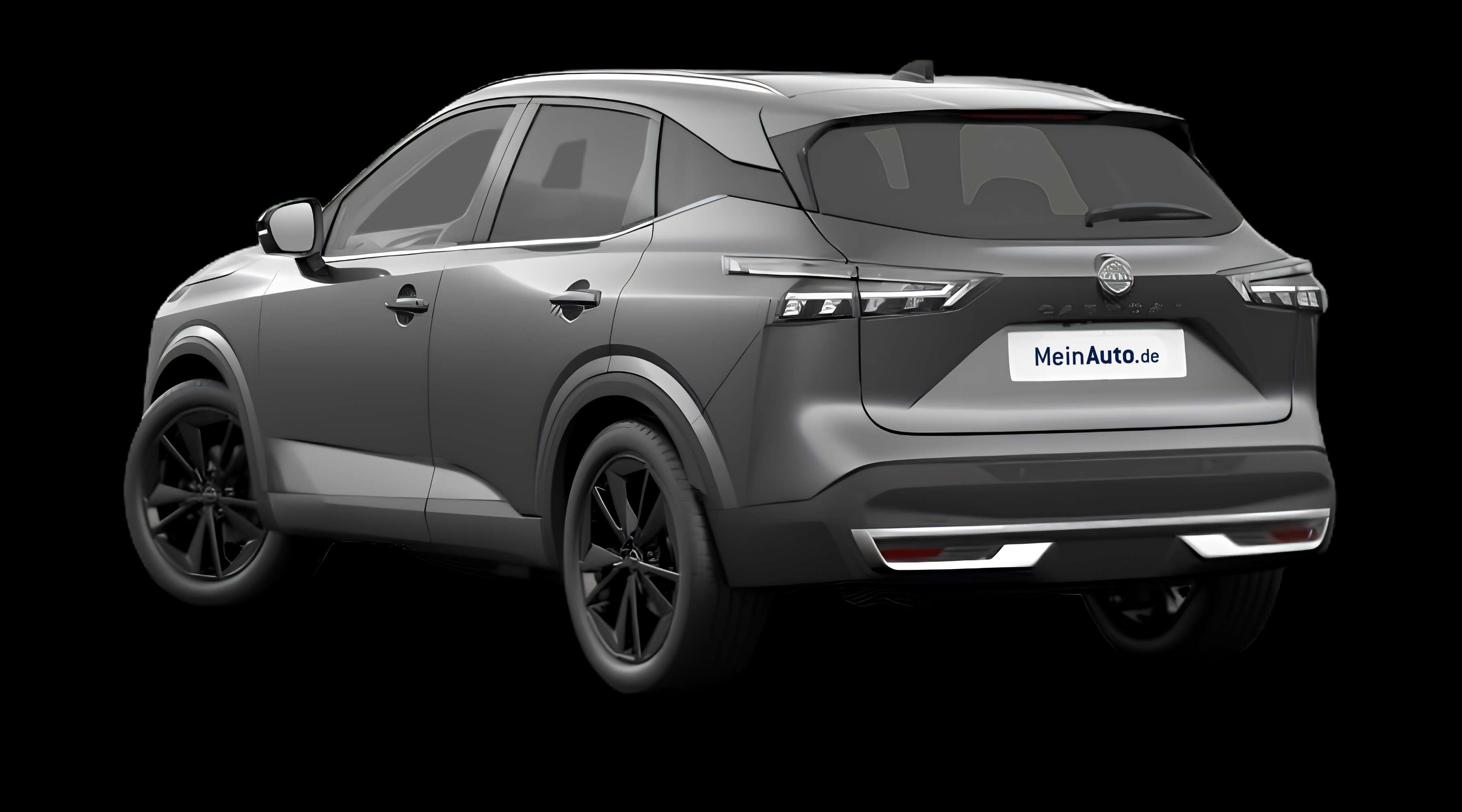Schräge Heckansicht eines Nissan Qashqai, freigestellt