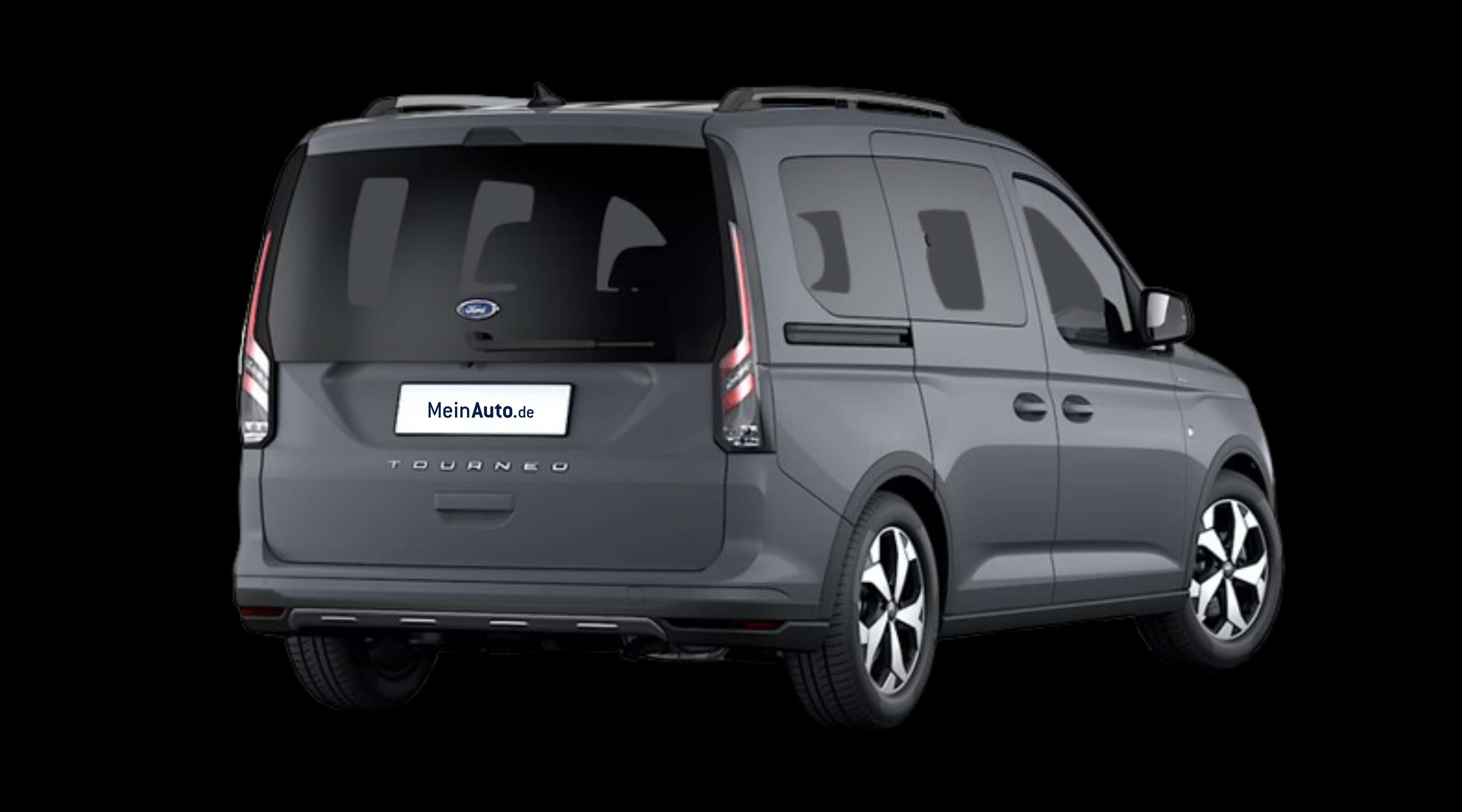Schräge Heckansicht eines Ford Tourneo Connect, freigestellt