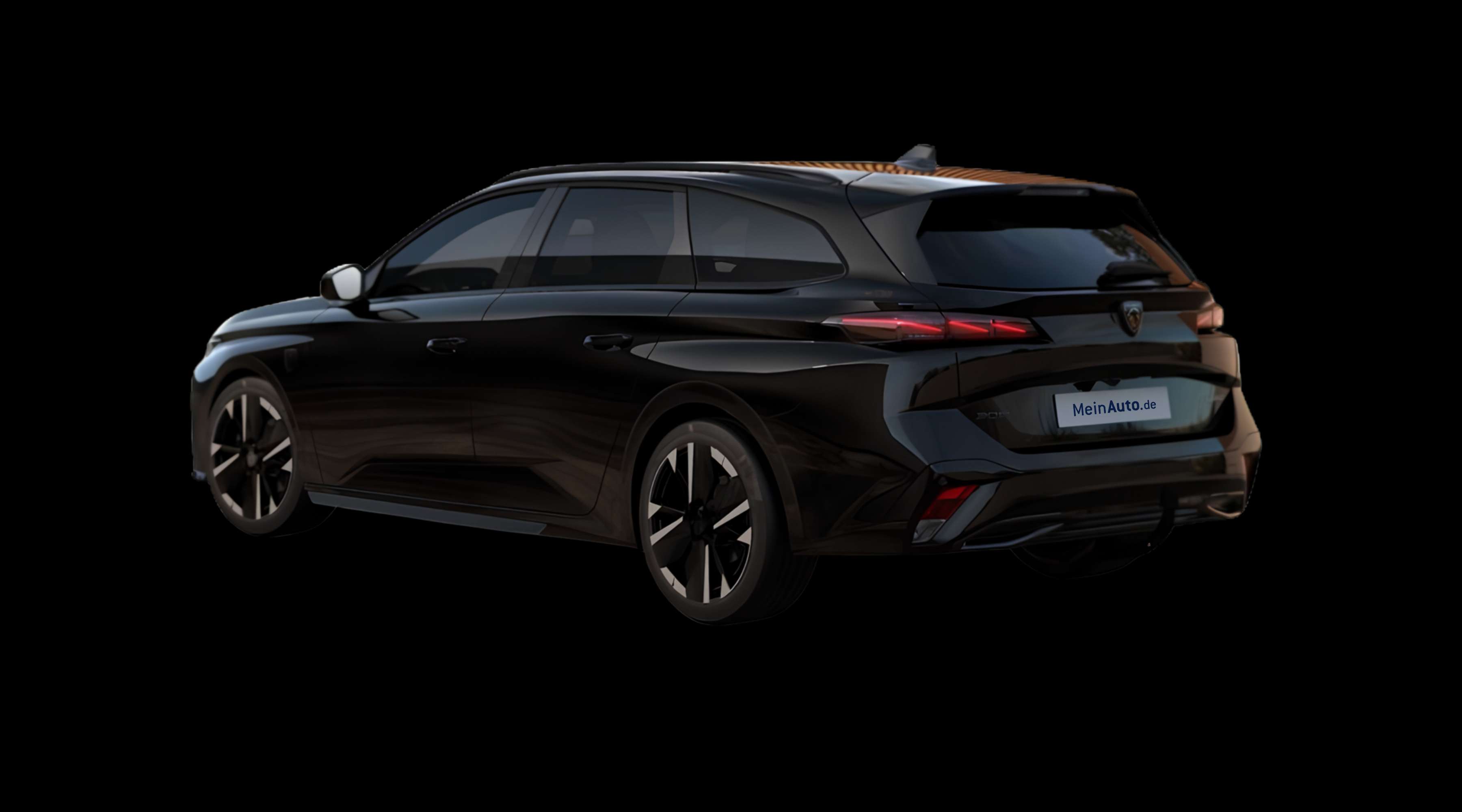 Schräge Heckansicht eines Peugeot 308, freigestellt