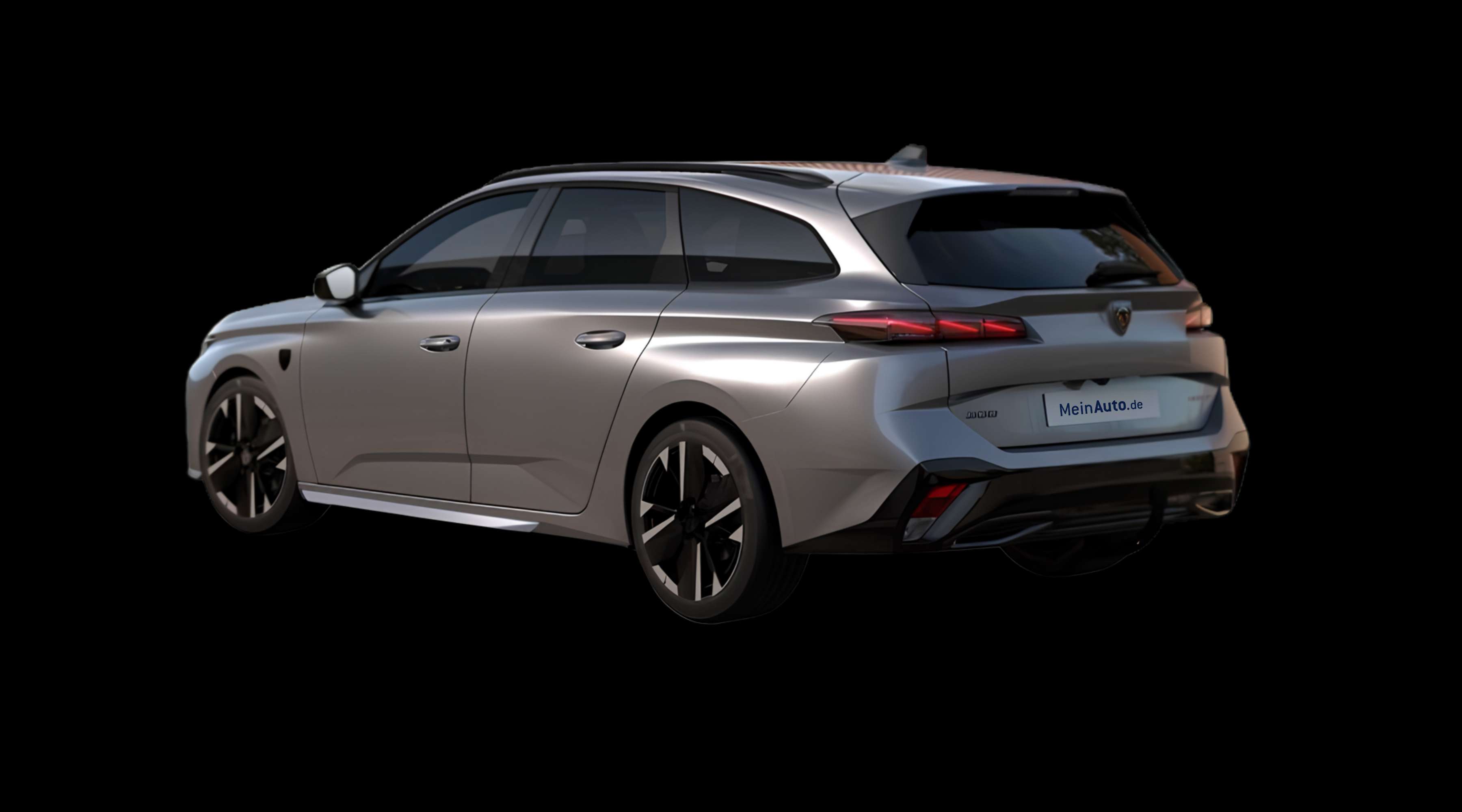 Schräge Heckansicht eines Peugeot 308, freigestellt