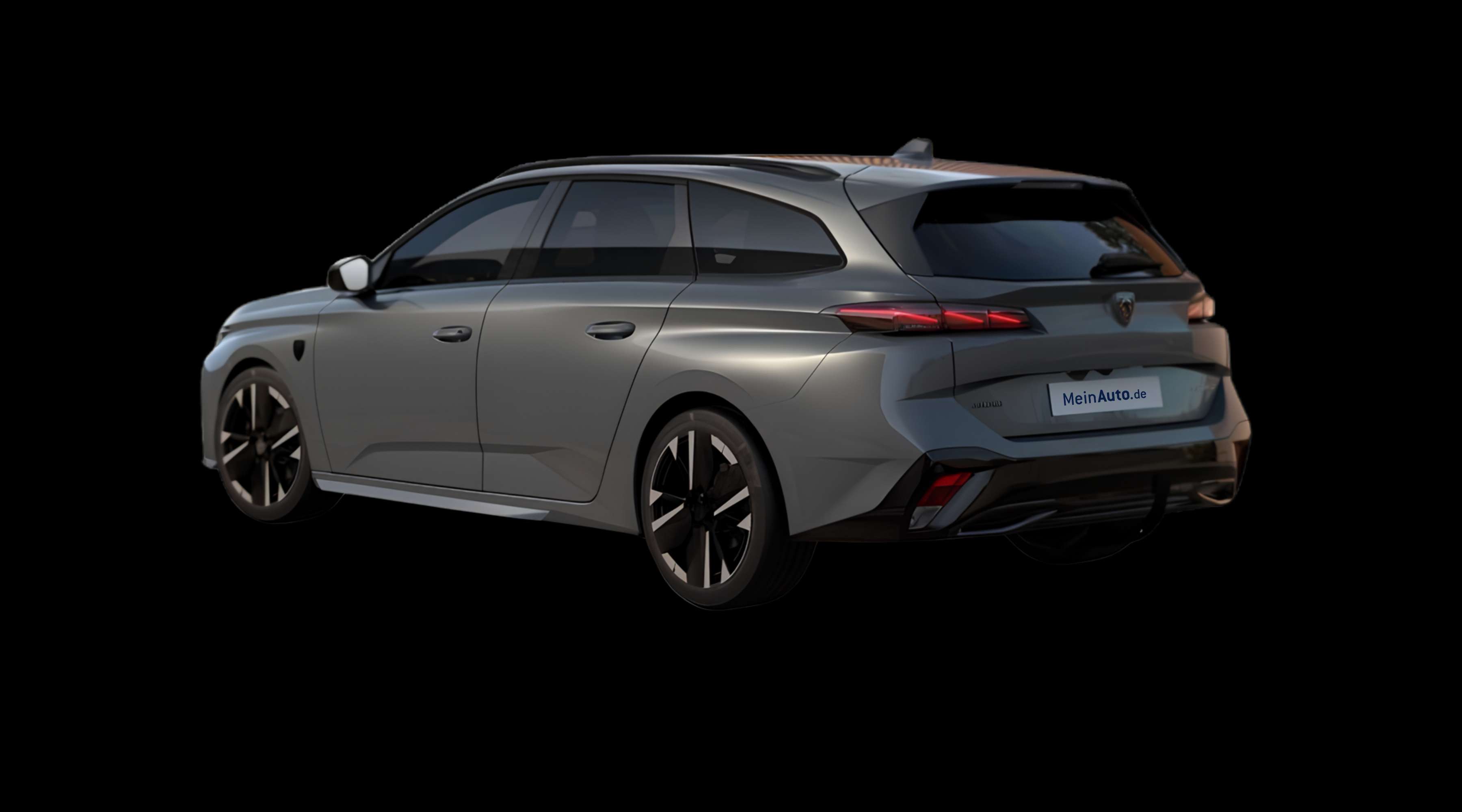 Schräge Heckansicht eines Peugeot 308, freigestellt