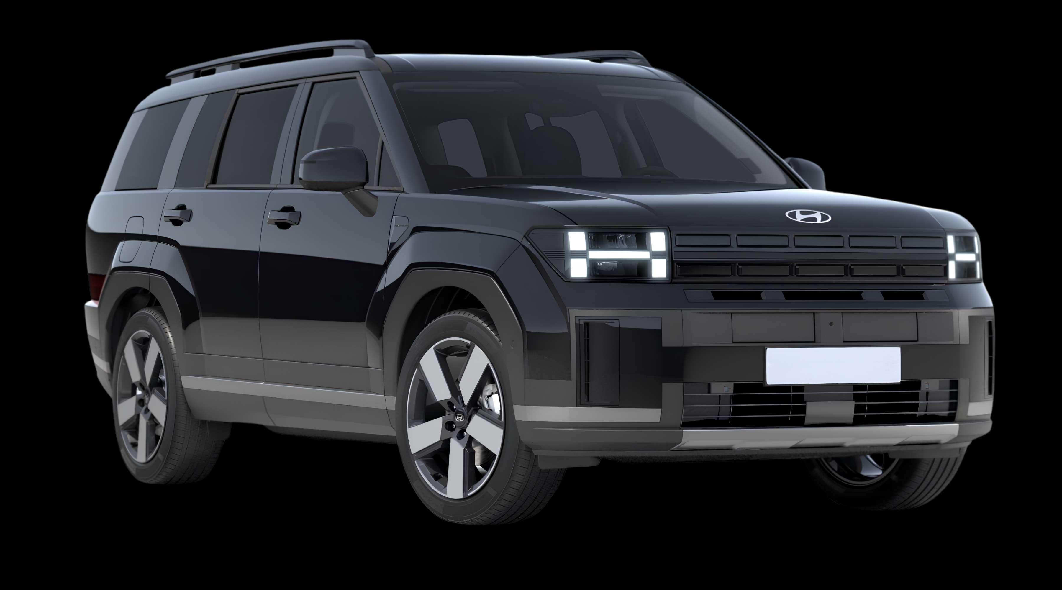 Schräge Frontansicht eines Hyundai Santa Fe, freigestellt