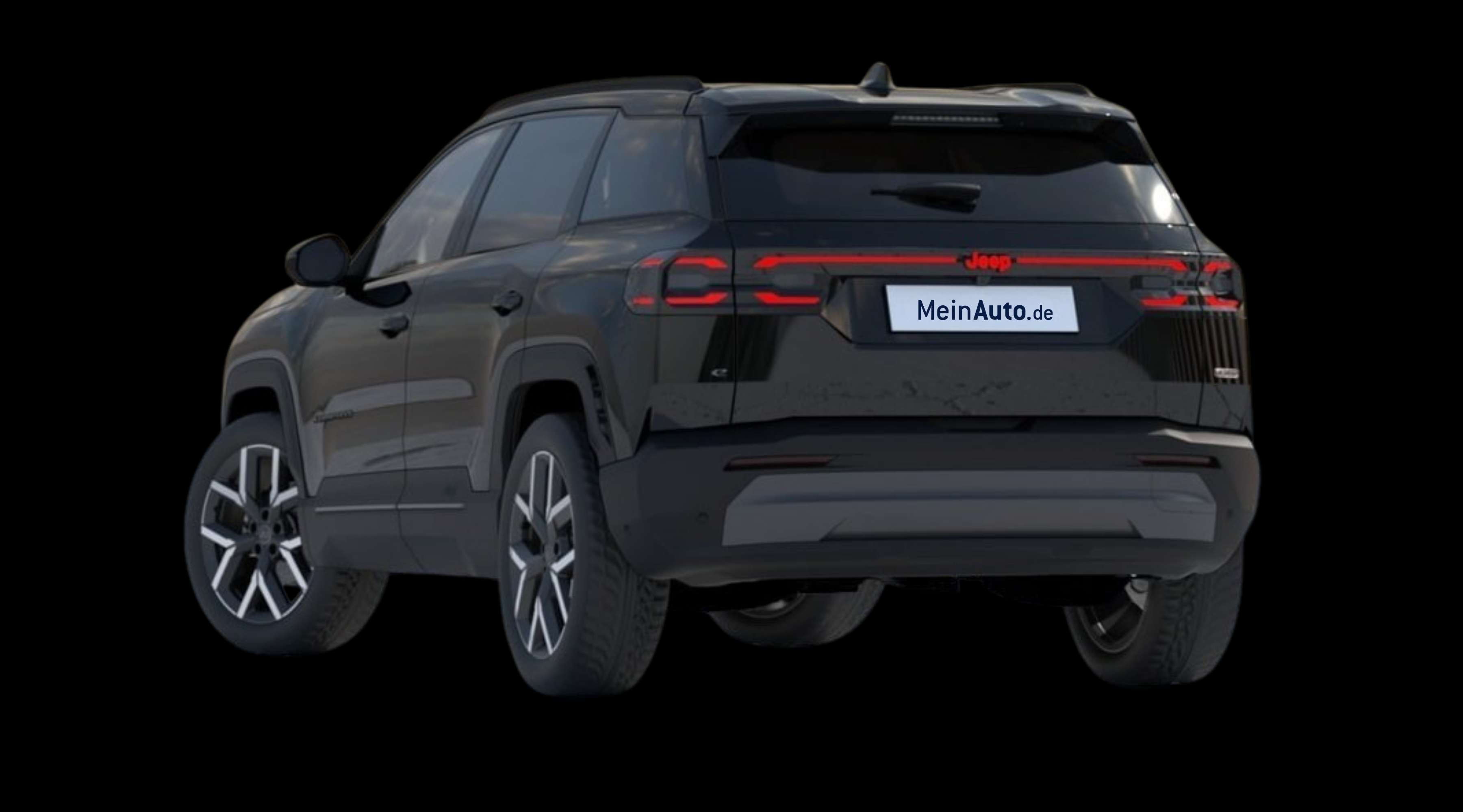 Schräge Heckansicht eines Jeep Compass, freigestellt