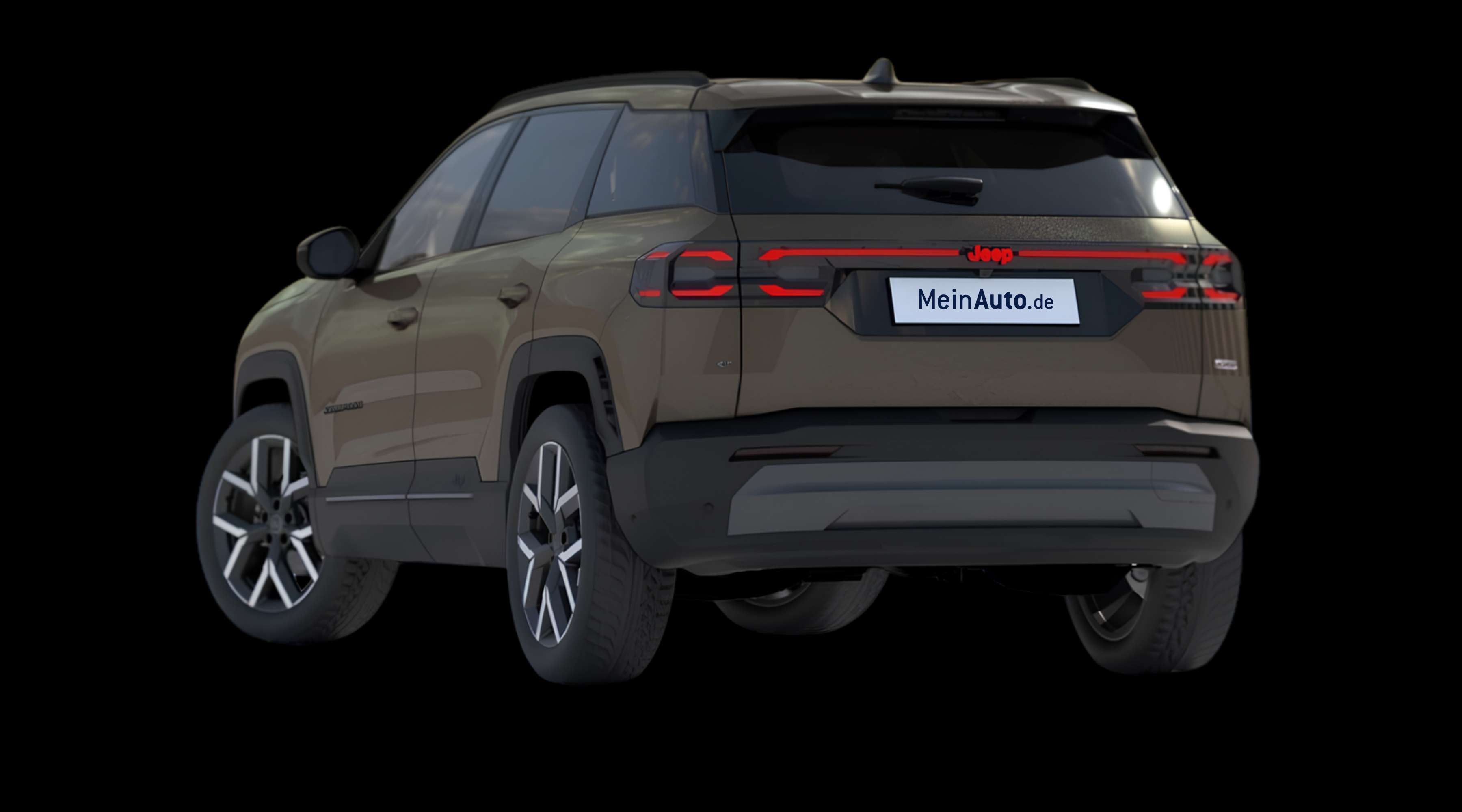 Schräge Heckansicht eines Jeep Compass, freigestellt
