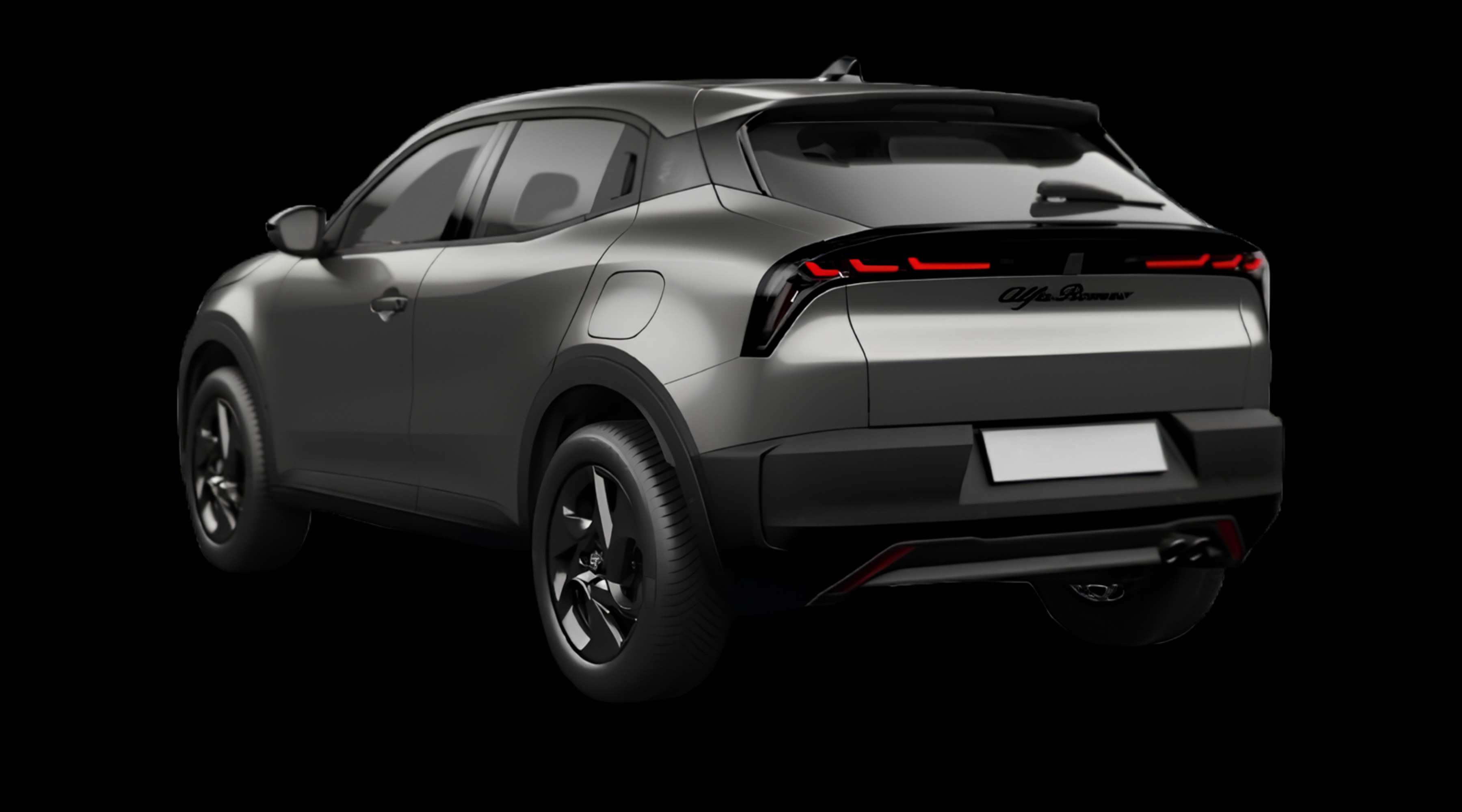 Schräge Heckansicht eines Alfa Romeo Junior, freigestellt
