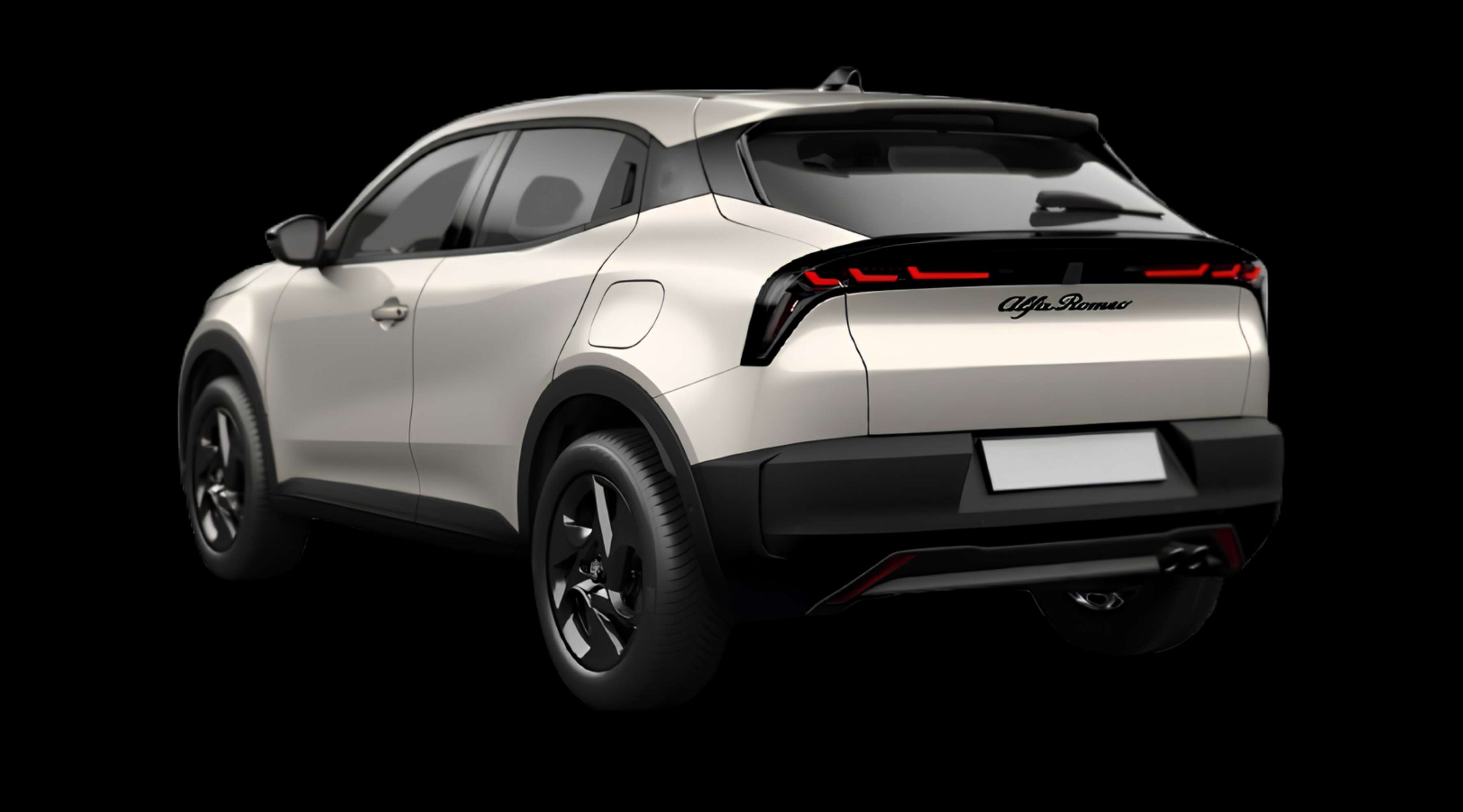 Schräge Heckansicht eines Alfa Romeo Junior, freigestellt