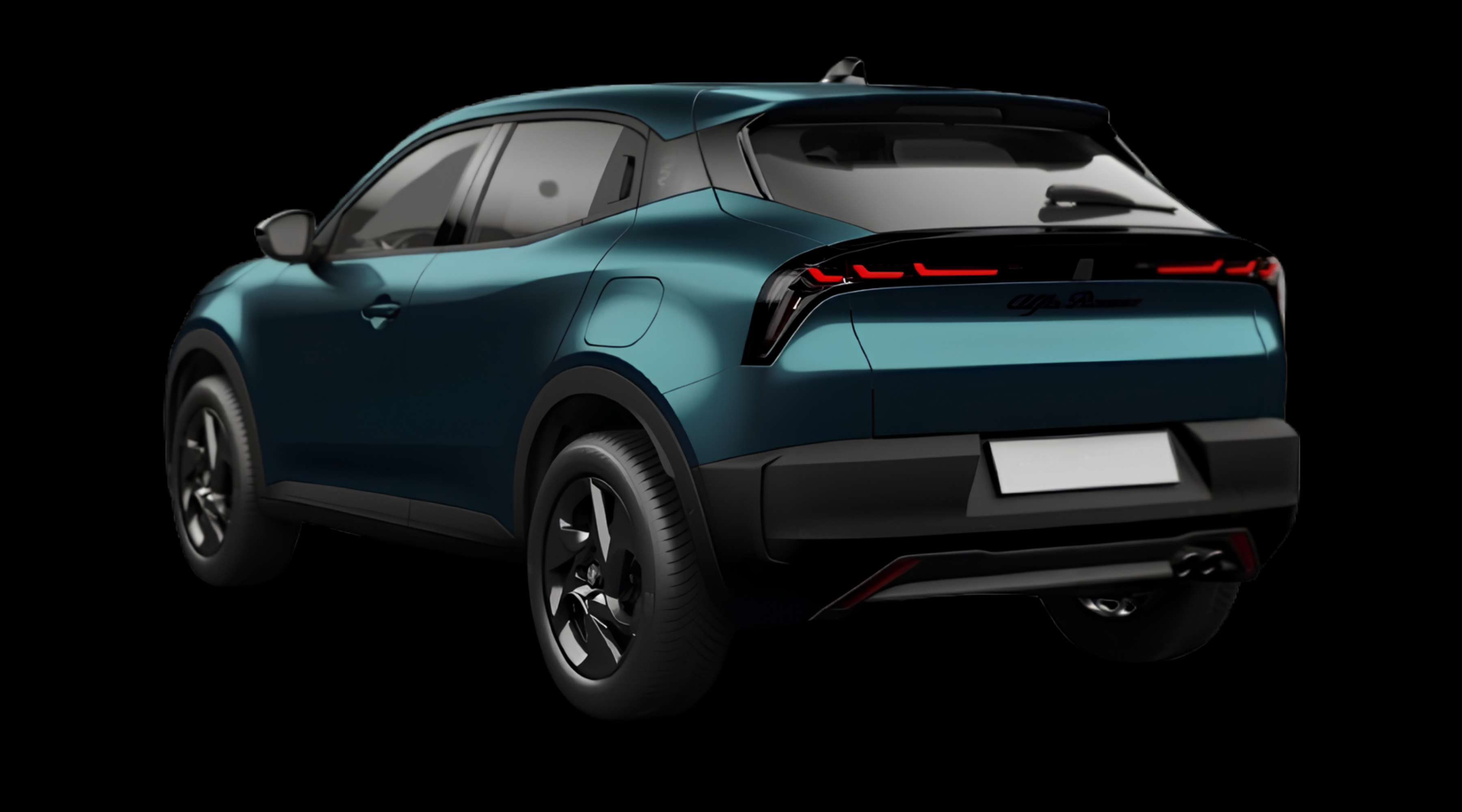 Schräge Heckansicht eines Alfa Romeo Junior, freigestellt